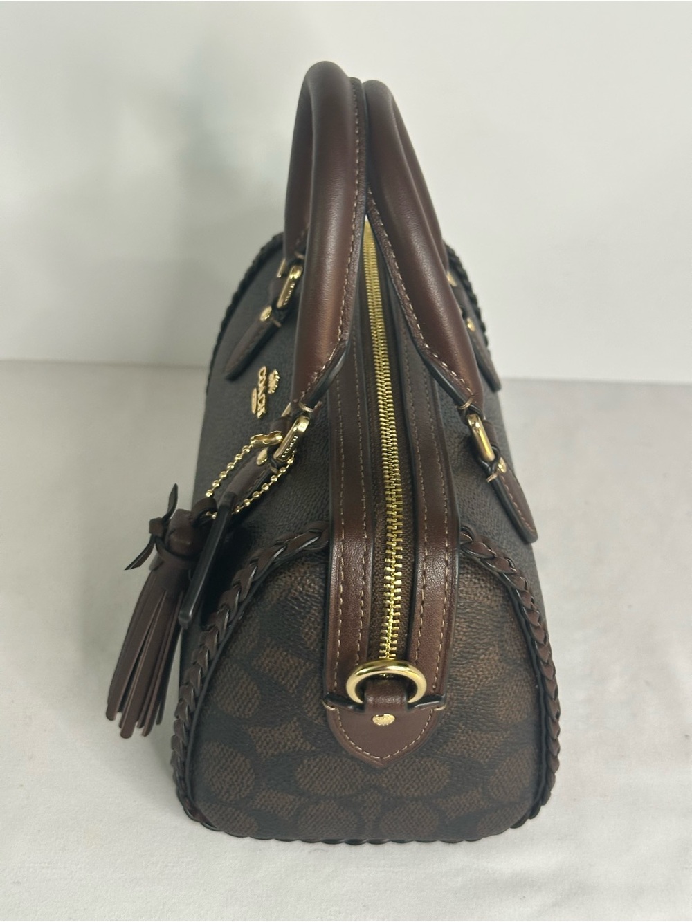 Coach Mini Braided Rowan Crossbody Bag In Walnut Signature Canvas Satchel CCF30 - Picture 5 of 8